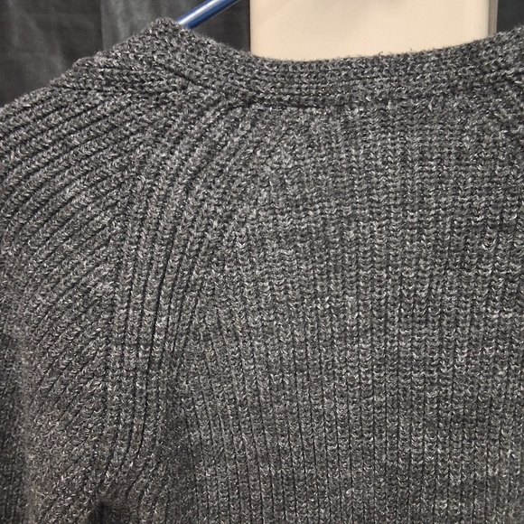 Gray V-Neck Women's Sweater - Picture 8 of 11